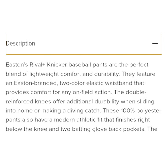 NEW Easton Rival+ Knicker Mens Baseball Pants White Piped Blue Belt Sz 34"-36" M - Picture 6 of 9